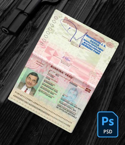 Burkina Faso passport (2018-present) PSD